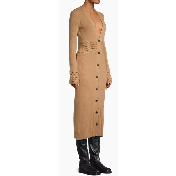 Jason Wu Merino Wool-& Cashmere Blend Midi-Dress in Camel NWT Size Small - Picture 4 of 12